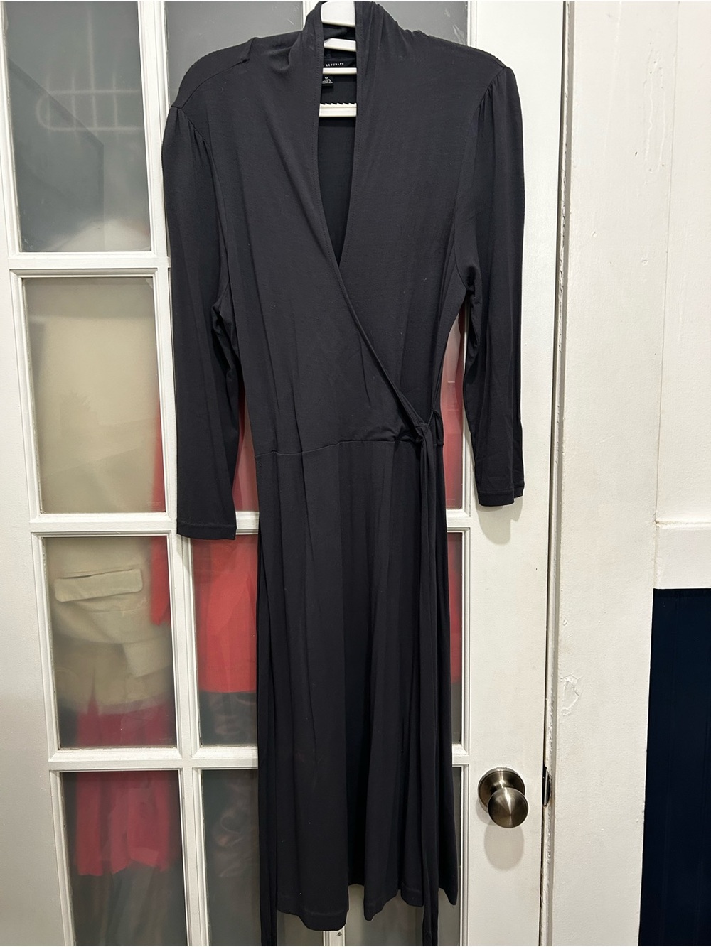 Banana Republic Navy Blue 3/4 Sleeve Stretch Knit Wrap Dress Size Medium